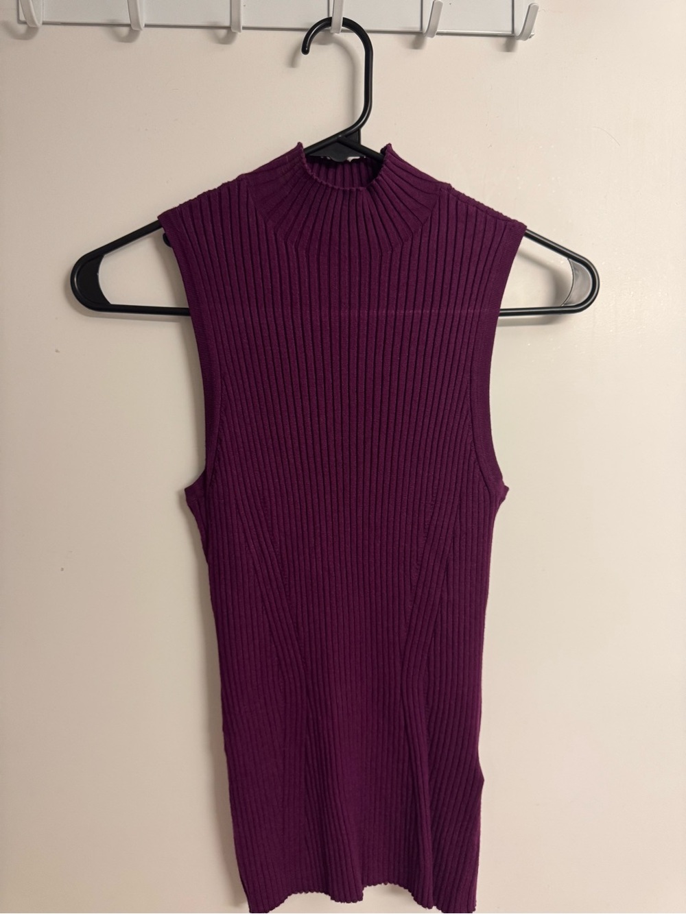 Madewell Ribbed Sleeveless Mock Neck Tank - Plum